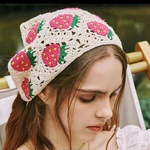 Strawberry Boho Crochet Headkerchief